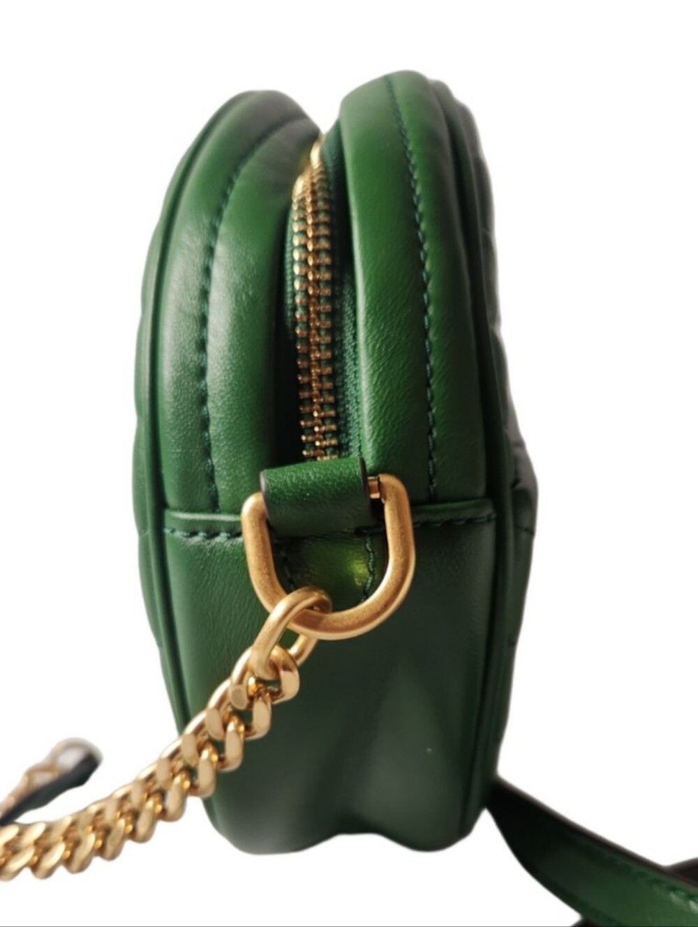 Tory Burch Kira Chevron Green Quilted Leather Circle Crossbody Bag - Picture 4 of 12